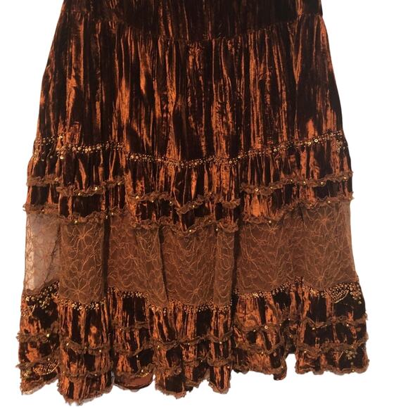 Cache Textured Sequin Bead Peek A Boo Lace Velvet Skirt Lined Beads New $168 NWT - Picture 6 of 6